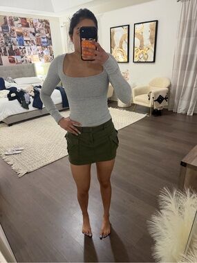TNA Olive Green Mini Cargo Skirt